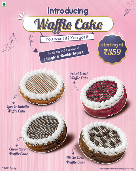 Delicious waffle cake promotion banner 