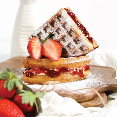 Creamy Strawberry Waffle by 99 Pancakes